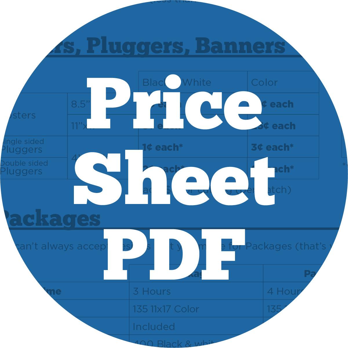 Price Sheet PDF